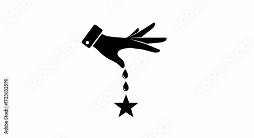 Flat Vector Illustration Hand Dripping Star Symbol