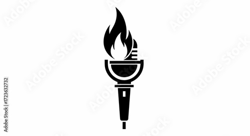 Flat Vector Torch Icon A Fiery Symbol