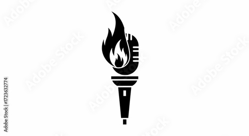 Passionate Voice Burning Microphone Flat Vector Graphic Design