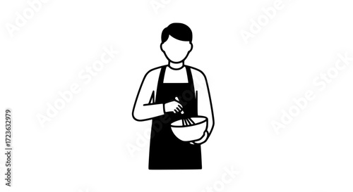 Hand whisking cream black white icon 