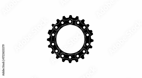 A simple black bicycle chainring gear cog flat vector illustration