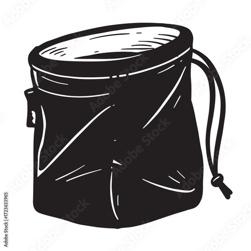 black and white silhouette of a chalk bag vector on a white background
