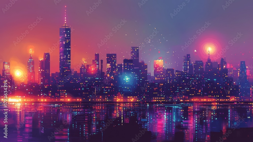 custom made wallpaper toronto digitalneon layering city lights style