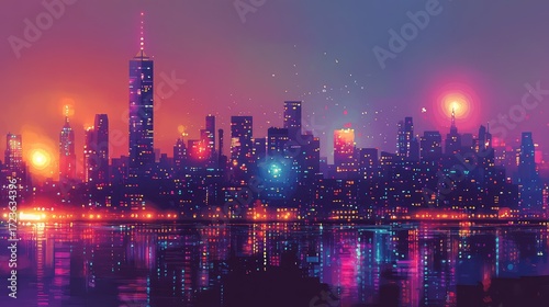 Wallpaper Mural neon layering city lights style Torontodigital.ca