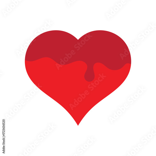 Vector illustration of a red heart with dripping blood effect, symbolizing heartbreak, sadness, pain, and emotional suffering. Ideal for gothic art, horror design, dark romance, and creative concepts.