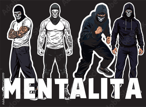 A Vector Illustration Collection of A Football fans ultras hooligans with various style 