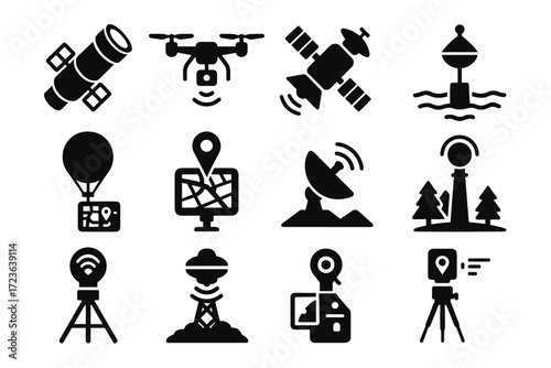 Icons icon survey canopy underwater atmosphere remote detection sensing vector drone mapping