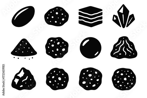 Icon bead nugget minerals mound sulfur fragment pumice lightweight volcanic vector rock