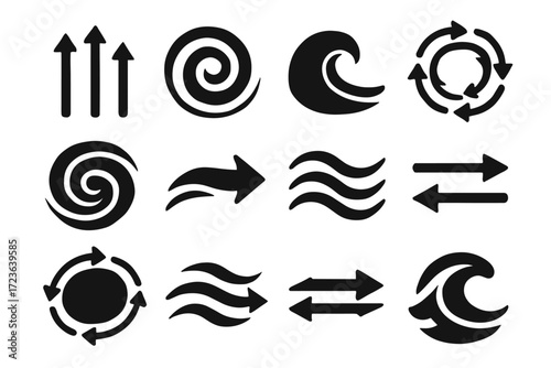 Stream swirl whirlpool wave vector motion icon lines icons currents arrow ocean