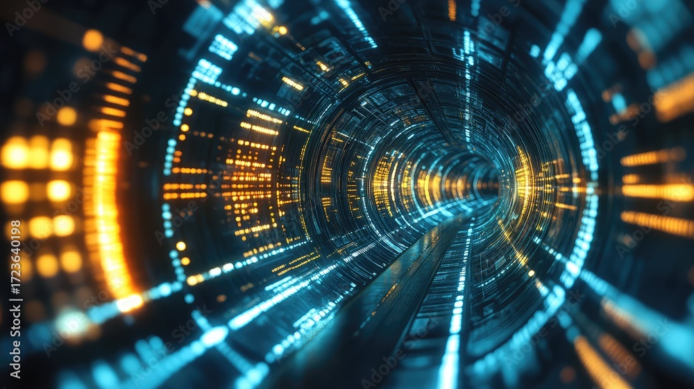 Fototapeta premium nostalgia vintage style data tunnel scrolling