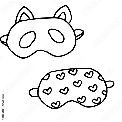 Cartoon eye sleep mask line art set