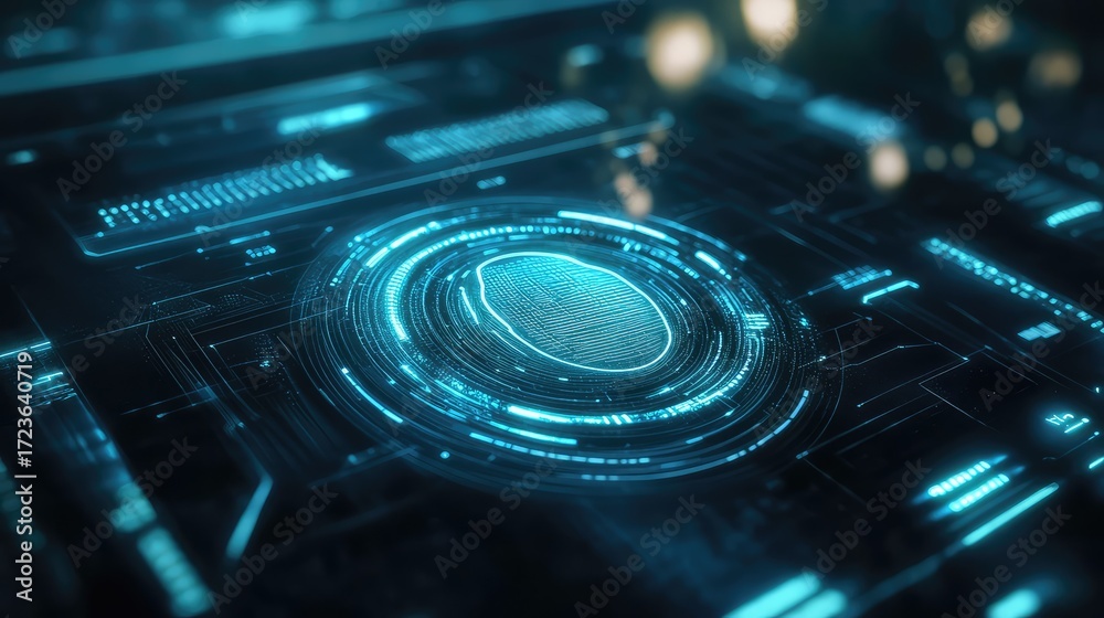 Obraz premium security realistic futuristic biometric scan