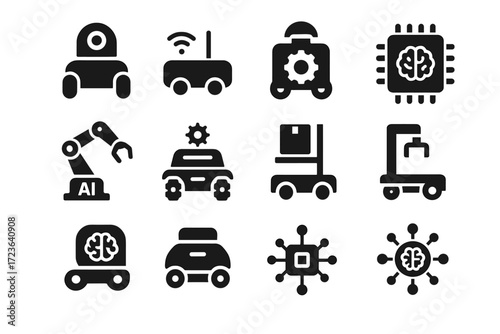 Robotics robot icons embedded rugged edge vector warehouse node robotic inspector icon
