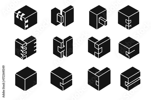 Dovetail vector finger tenon groove joinery joint wood tongue bridle lap icon