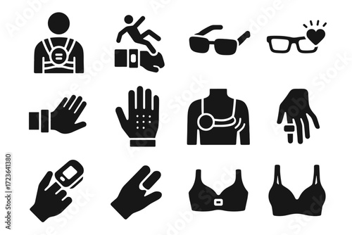 Smart training sensor rate wearables detection icon pressure vector emotion icons wearable