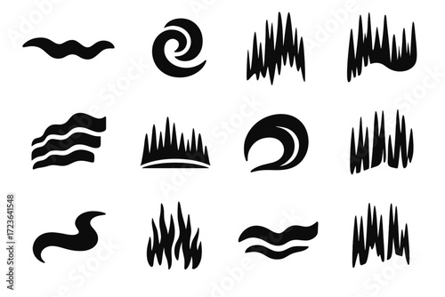 Light veil icon set curve arc aurora dancing vector layered horizon