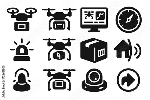 Drone modular icons icon vector variant cargo barcode display compact warning payload