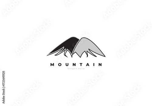two mountains view slogan here vector logo illustration
