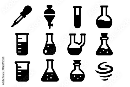 Flask graduated chemical funnel icons tube lab vector glassware pipette beaker icon