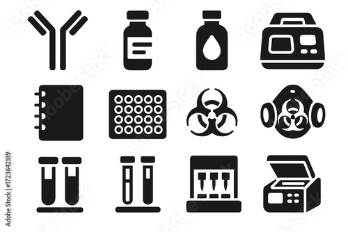 Enzyme structure tubes liquid lab vector plate icon pcr bottle mask bio