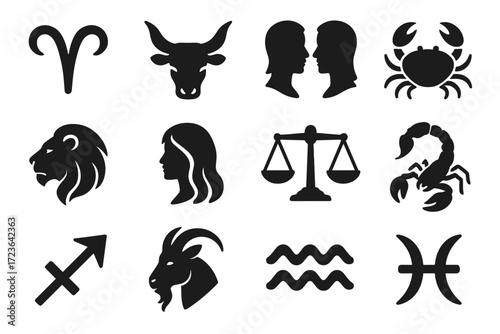 Libra grid lion taurus stinger arrow zodiac vector aries aquarius symbol icon