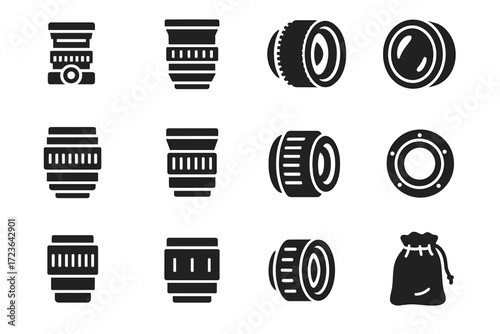 Mount camera mirrorless housing vector cinema compact dslr icon vintage lens
