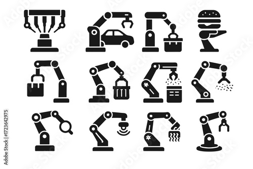 Robot icon sensor robotic cooling arm picking vector inspection system