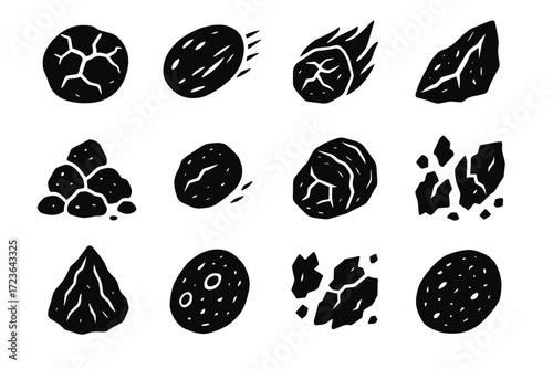 Fragment fragmented belt glowing meteor icon mini pebble icons vector cosmic
