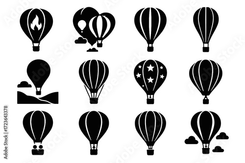 Star icon balloon lines tether rising air inflated crew vector
