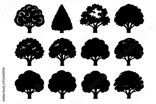 Top pointed icon shape canopy dome icons vector foliage tree sketchy shadow