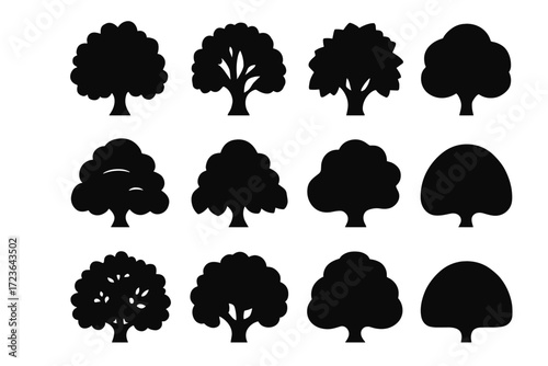 Freeform modern edges mass tree illustration minimalist negative crown vector canopy icon