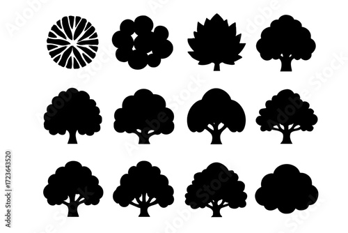 Tree leaf top vector dome canopy forest naturalistic icon radial icons treetop