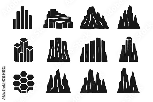 Wall lines basalt top vector column erosion icon stone layered base icons