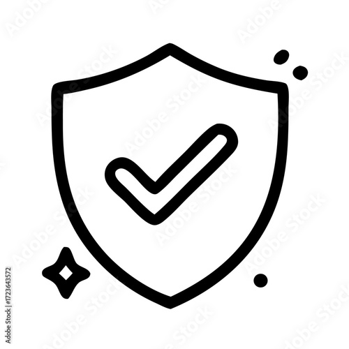 A modern outline-style shield with a check mark vector icon. This security, protection, and verification symbol is suitable for UI/UX, apps, websites, and digital designs