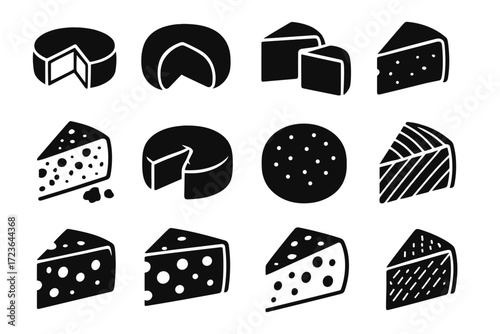 Icon camembert parmesan gouda crumbles wheel manchego vector brie cheese grana collection