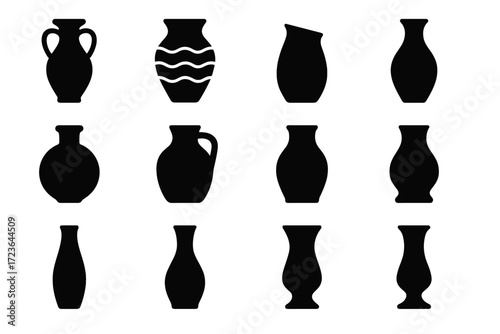 Thick icon vases vase pottery amphora slanted body modern vector rim pot