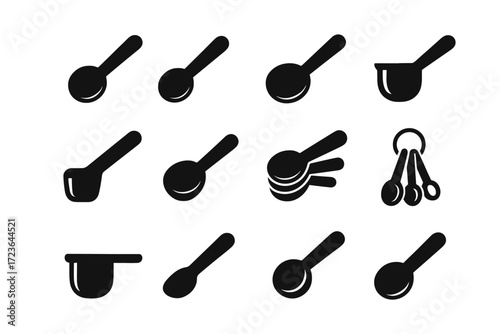 Spoon lip scoop vector stacked icon tsp ring spoons icons measuring shape