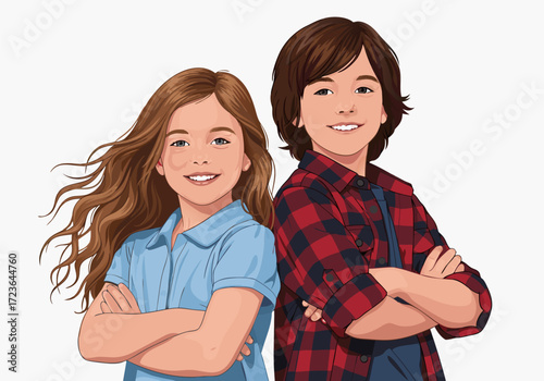 Joyful children playing together, expressing their happiness in a vibrant, friendly cartoon illustration