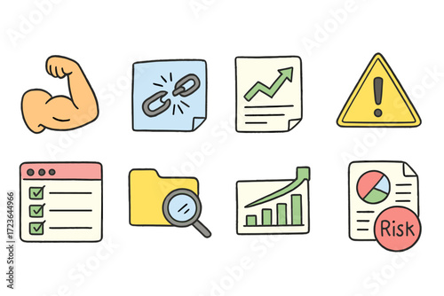 Business and analysis icon set. flat design for data visualization and strategy
