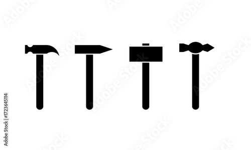 black hammer set icon isolated on white background