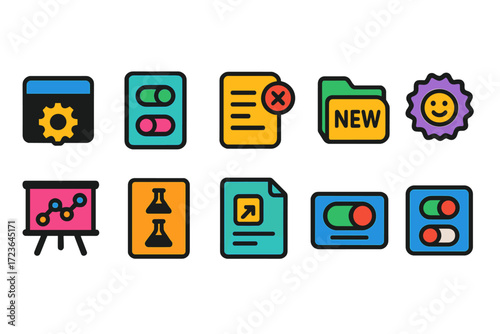 Business, management flat icon set. strategy, analytics icons collection