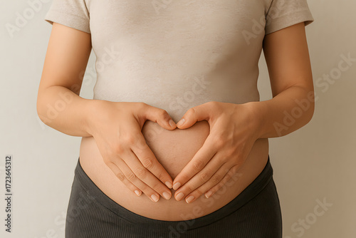 Pregnant Woman's Tender Moment Hands Forming a Heart on Her Baby Bump