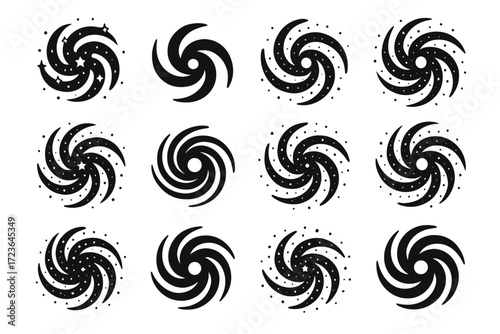 Icon enhanced galaxy spiral icons rotation star vector arms swirl core