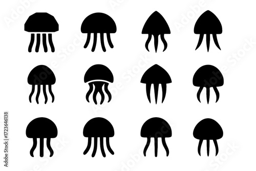 Icons basic round icon jelly simplified vector bell pointed jellyfish minimalist abstract
