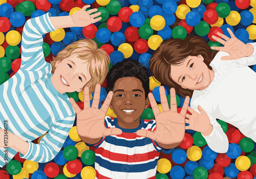 Happy Children Playing in a Ball Pit Fun, Friendship, and Joy