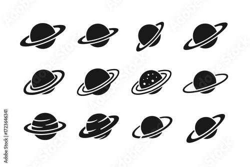 Planetary world broken system gas ring icon rings vector icons dotted