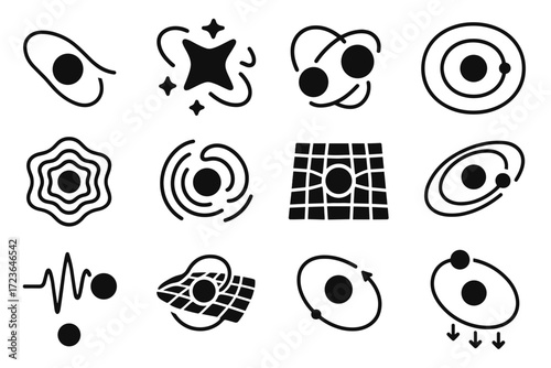 Distortion effects dilation icons star vector pulsar arrows gravitational ripple icon arcs