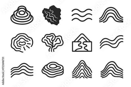 Profile condensed outline vector line lines land contour marks icon radial wave