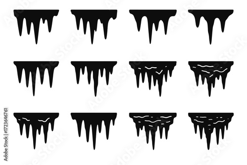 Stone vector interior pointed stalactite spikes icon hanging cave ceiling mineral