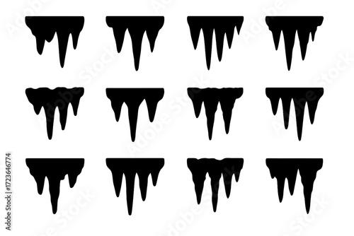 Stalactite stalactites ancient icon drops clusters vector cave rugged tips icons stylized